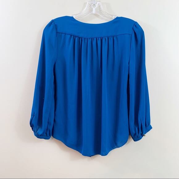 Anthropologie Maeve Royal Blue Ruffle Blouse - Picture 6 of 6